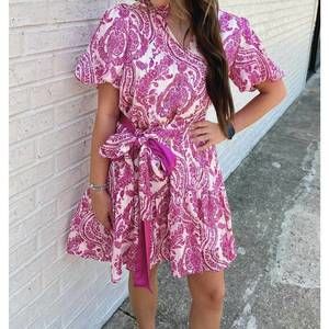 NEW JADE MELODY TAM paisley print dress in magenta paisley